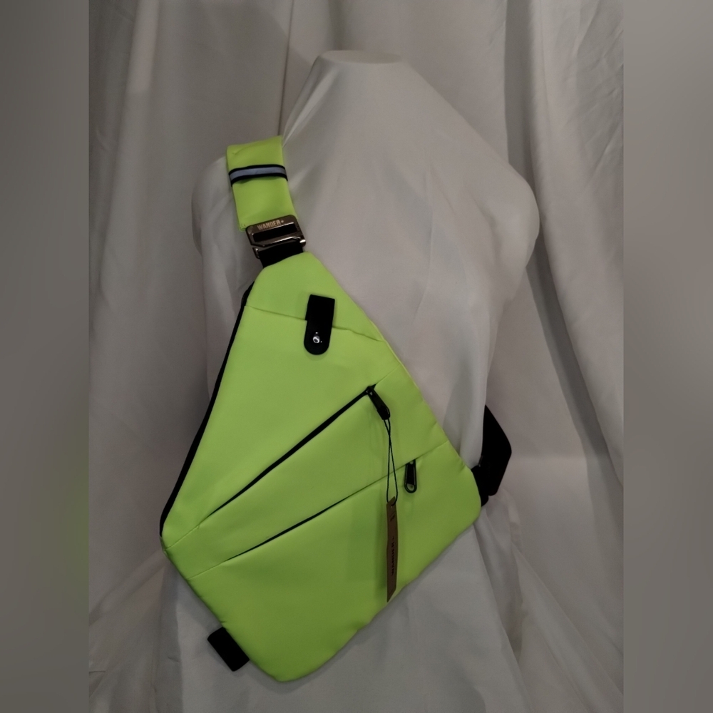 WANDER PLUS Fluo Green Anti-Theft Multi-Pocket Crossbody Travel Bag OS Neon